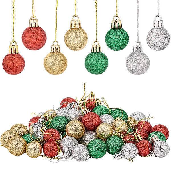 

PandaHall AHADERMAKER 80Pcs 8 Style Christmas Ball Plastic Hanging Ornament, for Christmas Tree Party Pendant Decorations, Mixed Color..., Multicolor