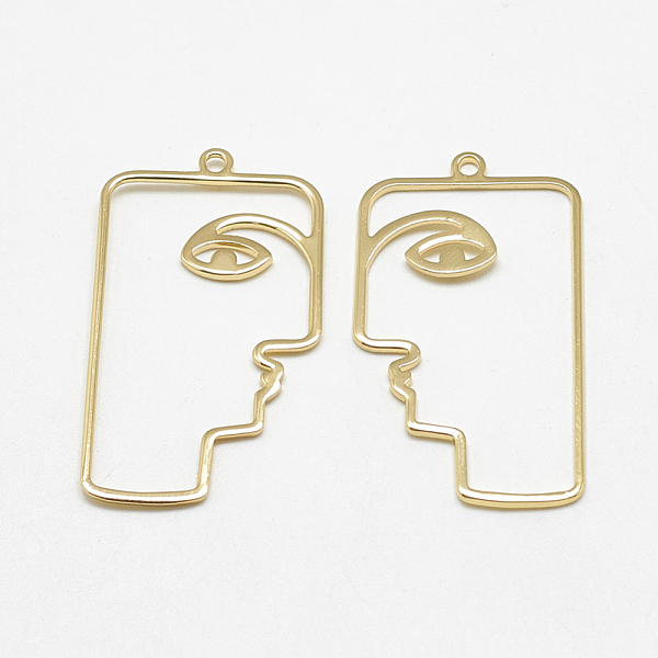 

PandaHall Brass Pendants, Face, Real 18K Gold Plated, 40x22.5x1mm, Hole: 1.5mm Brass Others