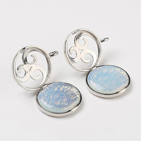 

PandaHall Opalite Pendants, with Brass Diffuser Locket Findings, Flat Round, 31x26x8mm, Hole: 4mm Opalite Flat Round