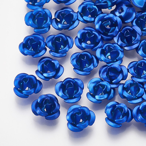 

PandaHall Aluminum Beads, 3-Petal Flower, Royal Blue, 7x4mm, Hole: 0.8mm, about 950pcs/bag Aluminum Flower Blue