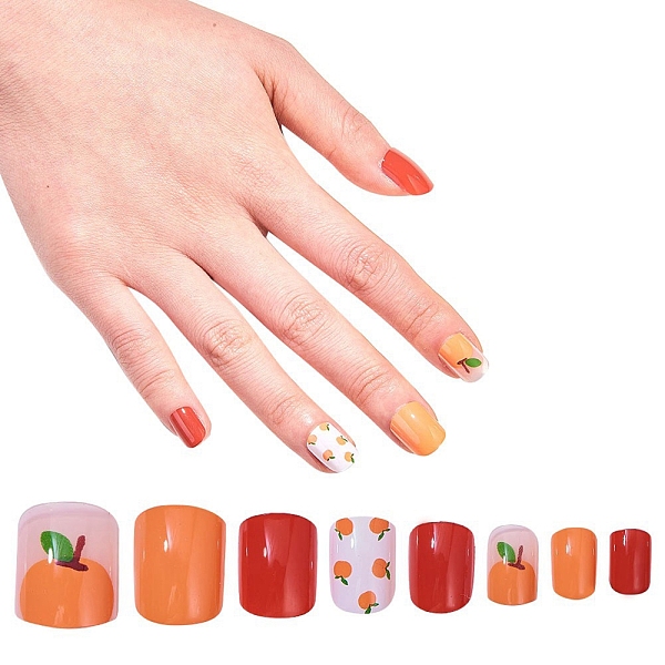 

PandaHall Nail Art Sets, with 24pcs Plastic Nail Tips, 24pcs Double Side Jelly Nail Glue , Colorful, 14.5~23x7~14mm, about 24pcs/set Plastic