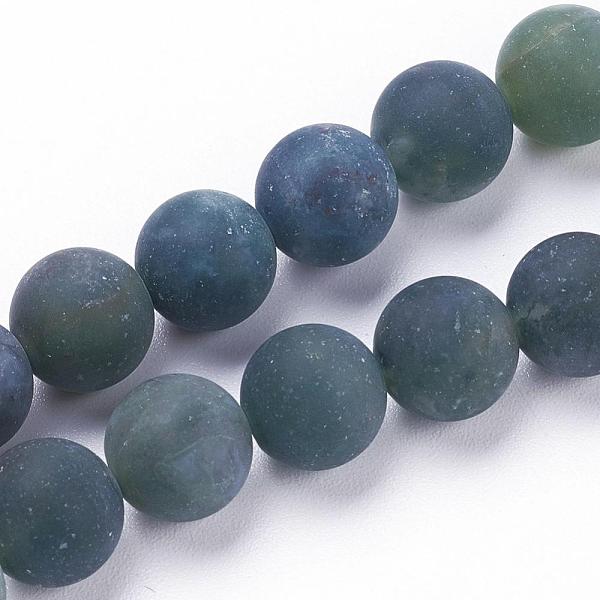 

PandaHall Natural Moss Agate Beads Strands, Frosted, Round, 4mm, Hole: 0.8mm, about 95pcs/strand, 15.3 inch(39cm) Moss Agate Round Green