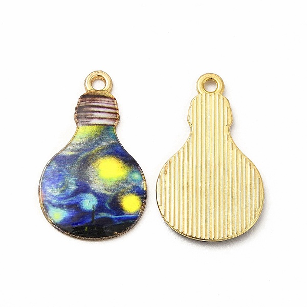 

PandaHall Alloy Printed Pendants, Cadmium Free & Nickel Free & Lead Free, Bulb, Marine Blue, 28x17x2mm, Hole: 1.8mm Alloy Others