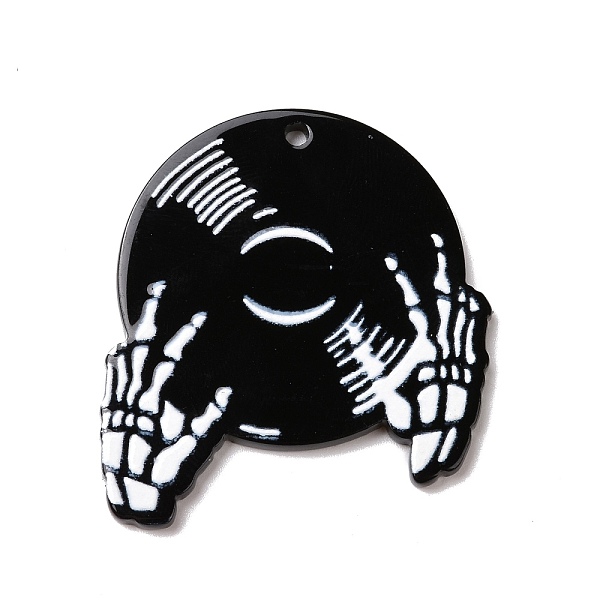 

PandaHall Printed Acrylic Pendants, Disc Player with Skeleton, Black, 39.5x36x2mm, Hole: 1.8mm Acrylic Octagon Black