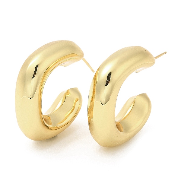 

PandaHall Rack Plating Brass Stud Earrings, Lead Free & Cadmium Free, Long-Lasting Plated, C Shaped, Real 18K Gold Plated, 27~27.5x8.5mm...