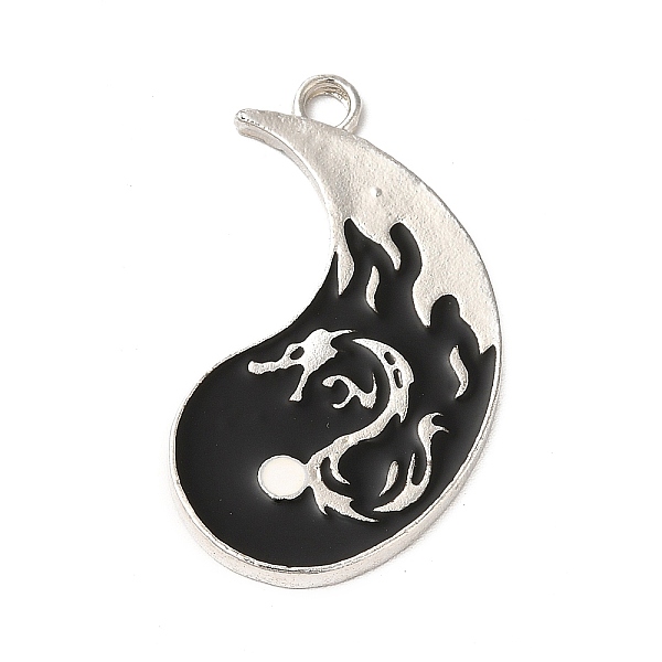 

PandaHall Alloy Enamel Pendants, Cadmium Free & Nickel Free & Lead Free, Platinum, Yin Yang Charm, Black, 33.5x19x1.7mm, Hole: 2.7mm...