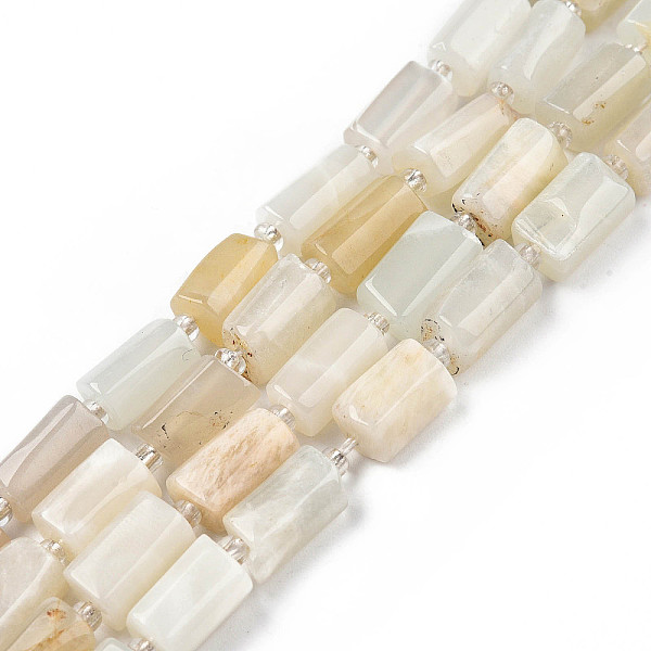 

PandaHall Natural White Moonstone Beads Strands, with Seed Beads, Faceted, Column, 8.5~12x5.5~7.5x4.5~7mm, Hole: 1.2mm, about...