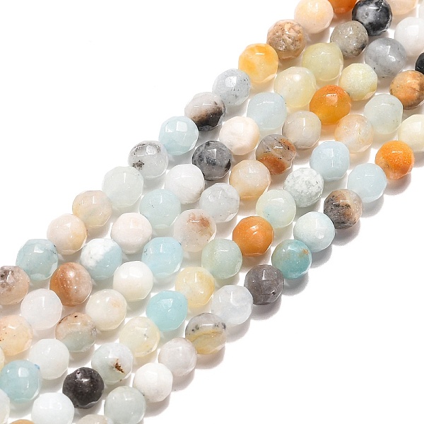 

PandaHall Natural Flower Amazonite Beads Strands, Faceted, Round, Mixed Color, 4mm, Hole: 1mm, about 90pcs/strand, 15.35 inch Flower..., Multicolor