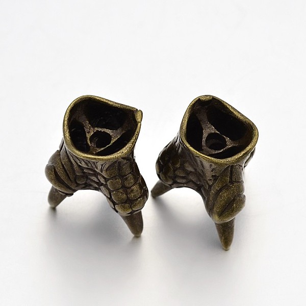 

PandaHall Brass Animal Claw Bead Caps, Nickel Free, Antique Bronze, 19x15mm, Hole: 2.5mm Brass