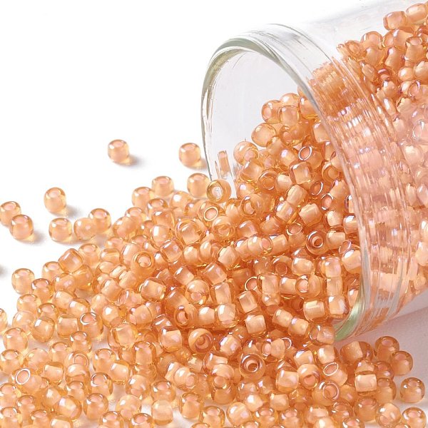 

PandaHall TOHO Round Seed Beads, Japanese Seed Beads, (391) Snowflake Lined Peach Luster, 11/0, 2.2mm, Hole: 0.8mm, about 1110pcs/bottle...