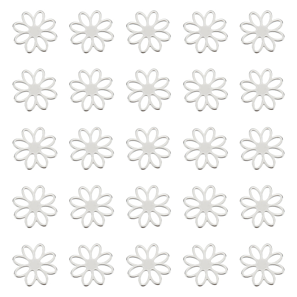 

PandaHall Unicraftale 30Pcs 201 Stainless Steel Connector Charms, Flower Links, Stainless Steel Color, 15.5x1mm 201 Stainless Steel Flower