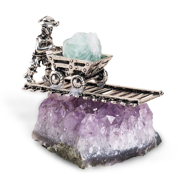 

PandaHall Natural Amethyst Cluster Ornaments, Alloy Miner Holder for Home Office Home Feng Shui Decoration, 40~60mm Amethyst Nuggets