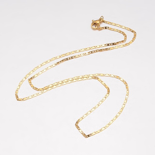 

PandaHall 304 Stainless Steel Necklace, Mariner Link Chain, with Lobster Claw Clasps, Golden, 23.62 inch(600mm), 1.7mm Stainless Steel
