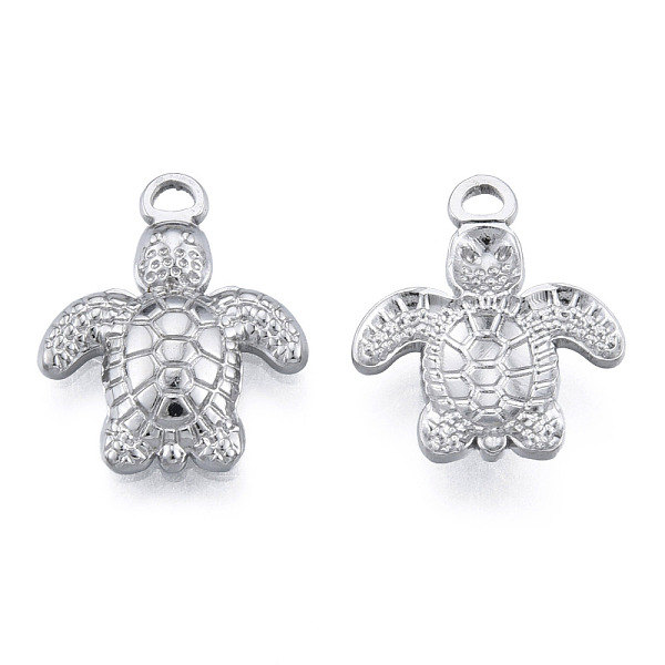 

PandaHall 201 Stainless Steel Pendants, Tortoise, Stainless Steel Color, 18.5x15x3mm, Hole: 1.8mm 201 Stainless Steel Tortoise