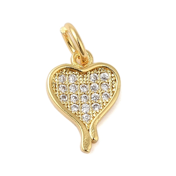 

PandaHall Rack Plating Brass & Clear Cubic Zirconia Pendants, Cadmium Free & Lead Free, Long-Lasting Plated, Heart, with Jump Ring, Real 18K...