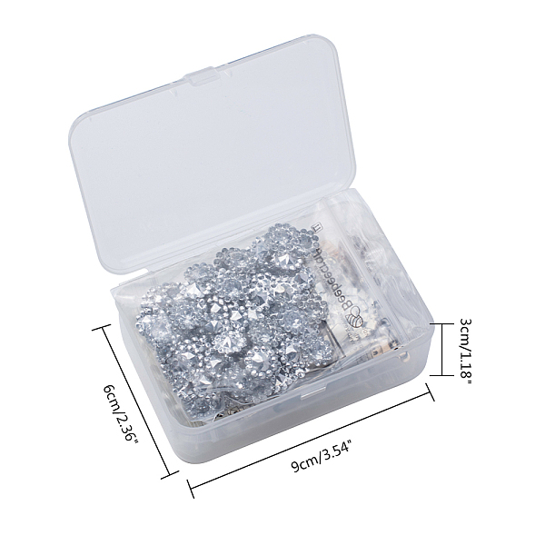 

PandaHall DIY Button Makings, with Plastic Rhinestone and Alloy Cabochons, Iron Alligator Hair Clip Findings, Platinum Iron Clear