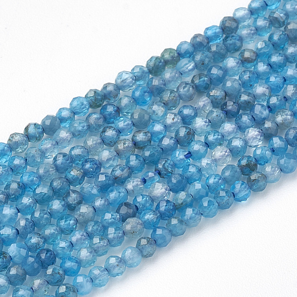 

PandaHall Natural Apatite Beads Strands, Faceted Round, 2mm, Hole: 0.3mm, about 200pcs/strand, 15.7 inch Apatite Round