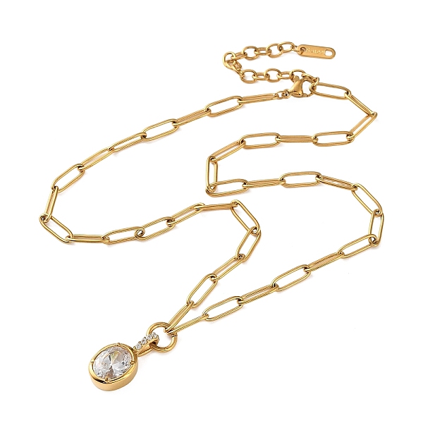 Colliers pendentifs géométriques en acier inoxydable 304 sertis de zirconiums cubiques transparents pour femmes