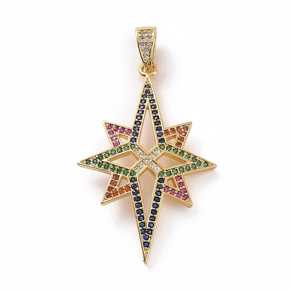 

PandaHall Brass Micro Pave Cubic Zirconia Pendants, Real 18K Gold Plated, Star Charms, Colorful, 41x26x2.5mm, Hole: 5.5x3mm Brass+Cubic...