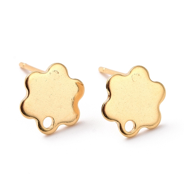 

PandaHall 201 Stainless Steel Stud Earring Findings, with Hole and 316 Stainless Steel Pin, Flower, Real 24K Gold Plated, 9x8mm, Hole: 1.2mm...