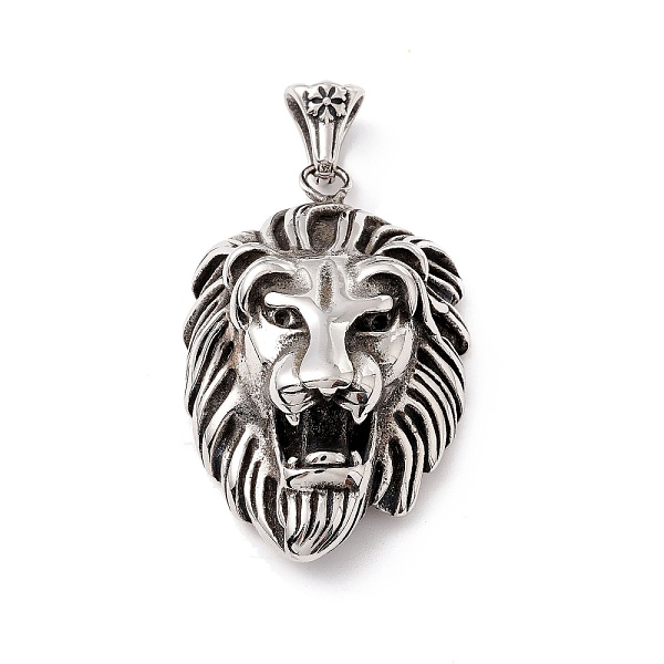 

PandaHall Tibetan Style 304 Stainless Steel Pendants, Lion, Antique Silver, 48x30x17mm, Hole: 8.5x5mm 304 Stainless Steel Lion