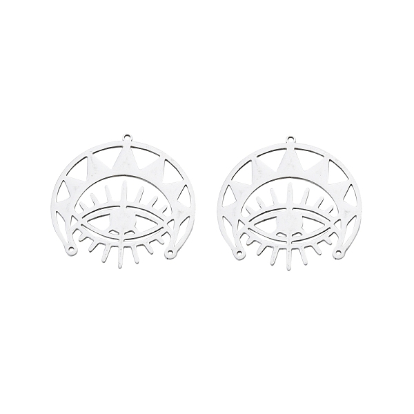 

PandaHall 201 Stainless Steel Chandelier Components Links, Moon with Eye, Stainless Steel Color, 35x34.5x1mm, Hole: 1.4mm & 1.2mm Stainless...