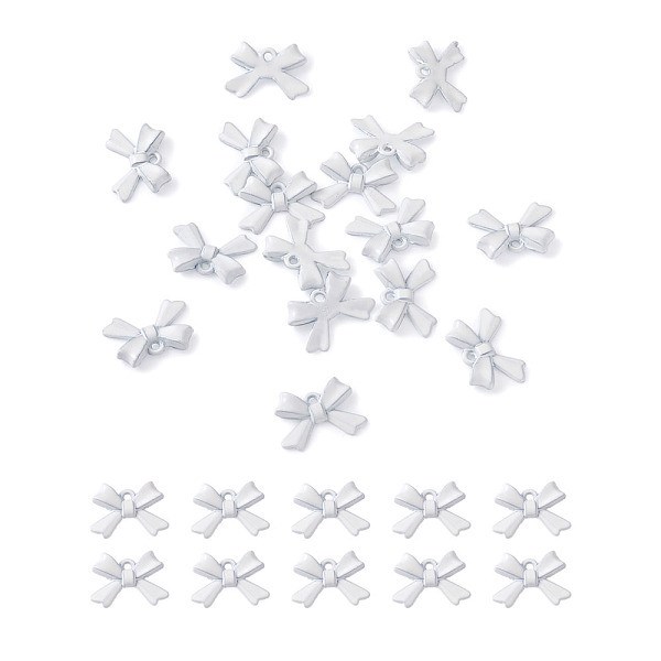 

PandaHall Spray Painted Enamel Pendants, Bowknot, White, 10x15x3mm, Hole: 1.2mm Alloy+Enamel Bowknot White