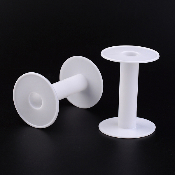 

PandaHall Plastic Empty Spools for Wire, Thread Bobbins, White, 67x96mm, Hole: 20mm Plastic White