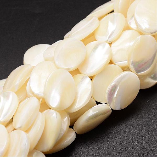 

PandaHall Natural Trochid Shell/Trochus Shell Beads Strands, Oval, Creamy White, 20x15x4mm, Hole: 1mm, about 20pcs/strand, 15.75 inch...