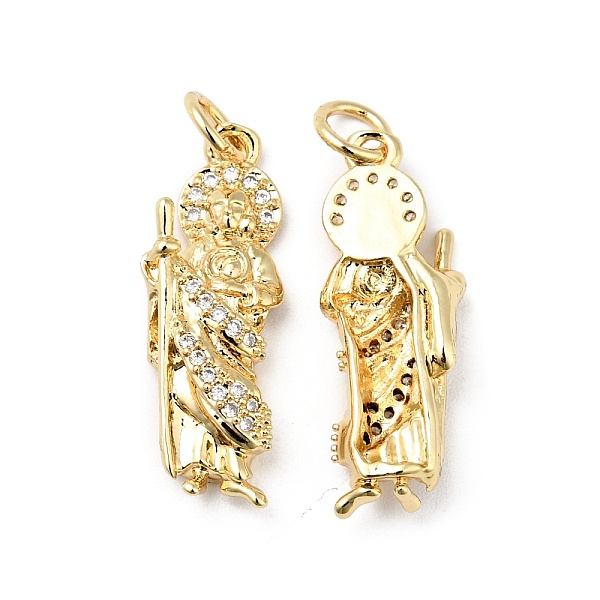 

PandaHall Rack Plating Brass Micro Pave Clear Cubic Zirconia Pendants, with Jump Rings, Cadmium Free & Lead Free, Buddhist, Real 18K Gold...