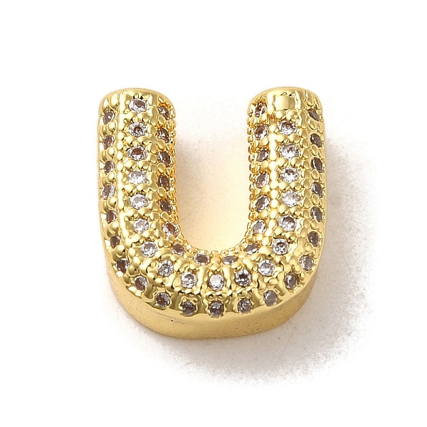 

PandaHall Brass Micro Pave Clear Cubic Zirconia Charms, Real 18K Gold Plated, Letter U, 11.5x11x5mm, Hole: 2mm Brass+Cubic Zirconia Letter U...