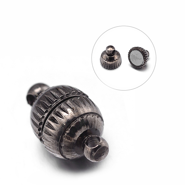 

PandaHall Round Brass Magnetic Clasps with Loops, Nickel Free, Gunmetal, 13x8mm, Hole: 0.5mm Brass Round