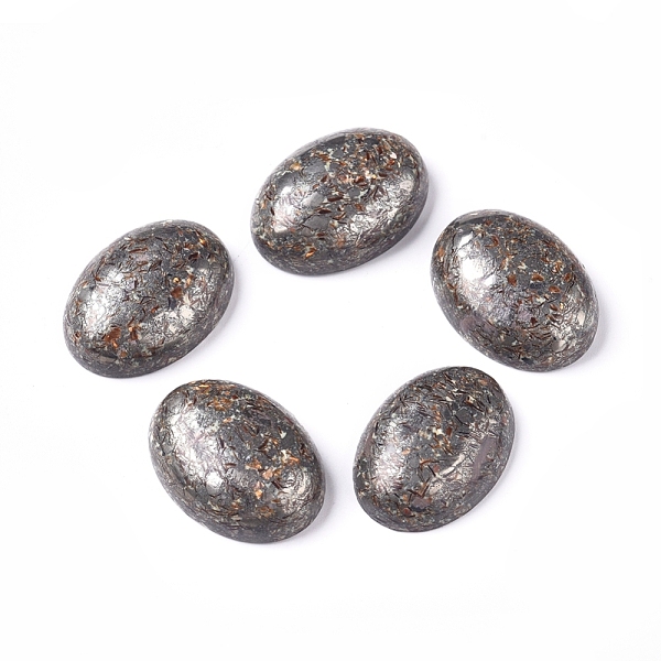 

PandaHall Assembled Synthetic Bronzite and Pyrite Cabochons, Oval, 25x18x7~8mm Pyrite Oval