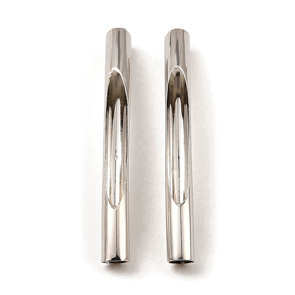 

PandaHall Brass Tube Beads, Hollow Curved Tube, Platinum, 50x5mm, Hole: 4.5mm Brass Tube