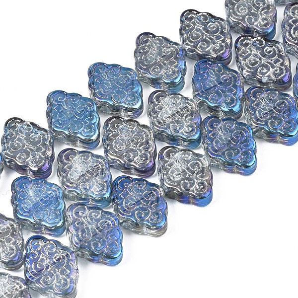 

PandaHall Electroplate Glass Beads Strand, AB Color, Rhombus with Chinese Auspicious Cloud Pattern, Gray, 11~12x15.5x4.5mm, Hole: 1mm, about...