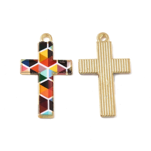 

PandaHall Rack Plating Golden Tone Alloy Mosaic Style Pendants, with Enamel, Cadmium Free & Nickel Free & Lead Free, Cross Charm, Hexagon...