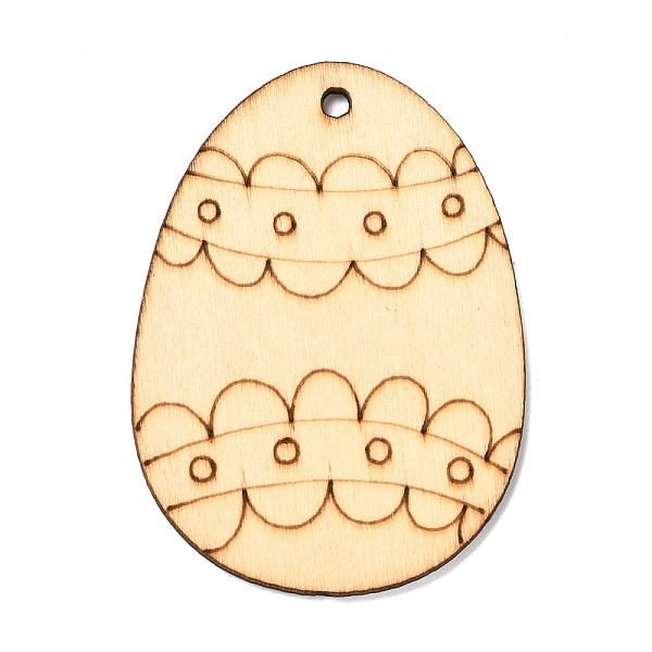 

PandaHall DIY Crafts Easter Egg Shape Cutouts Pendants, with Hemp Rope, Wave Pattern, 74~84x58~68x2~2.5, Hole: 2.5~3mm, 10pcs/bag Wood..., Orange