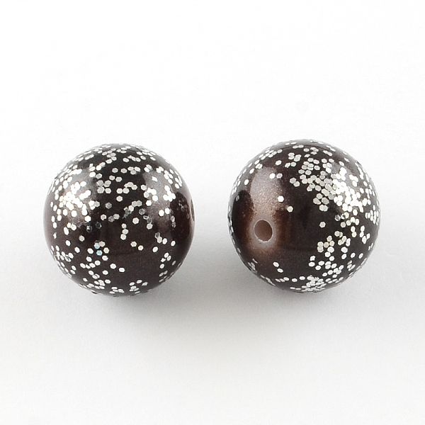 

PandaHall Spray Painted Acrylic Round Beads with Silver Glitter Powder, Coconut Brown, 20mm, Hole: 3mm, about 105pcs/500g Acrylic Round...