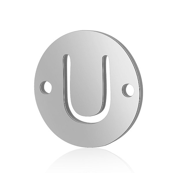 

PandaHall Titanium Steel Links connectors, Flat Round with Letter, Stainless Steel Color, Letter.U, 12x0.8mm, Hole: 0.8mm Titanium Steel...