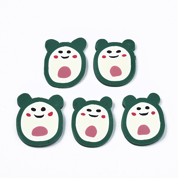 

PandaHall Handmade Polymer Clay Cabochons, for Nail Art Decoration, Cartoon, Green, 22x17x2mm Polymer Clay Others