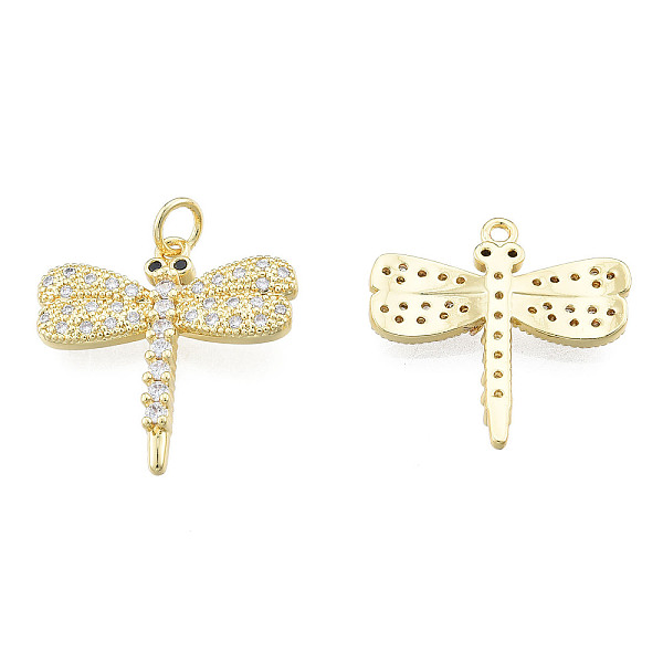 

PandaHall Brass Micro Pave Clear Cubic Zirconia Pendants, with Brass Jump Rings, Nickel Free, Dragonfly, Real 18K Gold Plated, 22x22x3mm...