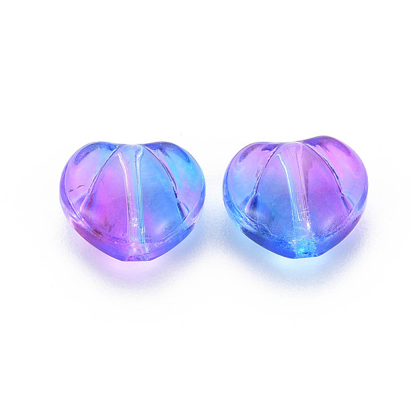 

PandaHall Two Tone Transparent Spray Painted Glass Beads, Heart, Medium Orchid, 10.5x12x6.5mm, Hole: 1mm Glass Heart