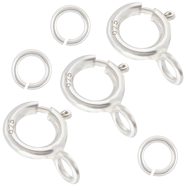 CREATCABIN 10Pcs 925 Sterling Silver Spring Ring Clasps