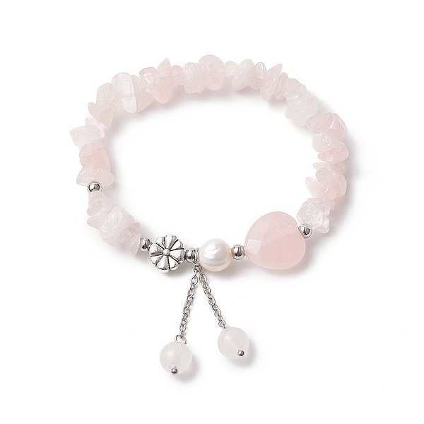 Pulseras De Cuarzo Rosa Natural Para Mujer