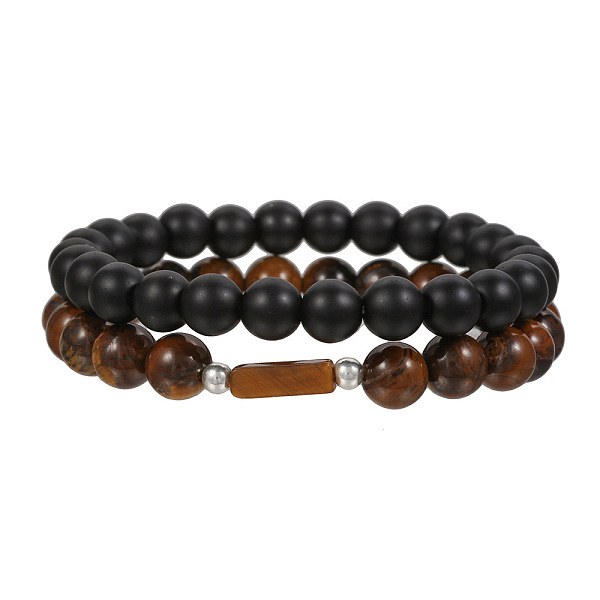 

PandaHall Volcano Stone Black Matte Black Gallstone Wood Beads Bracelet Set Combination Hip Hop Elastic Bracelet Bracelet Bracelet Natural...