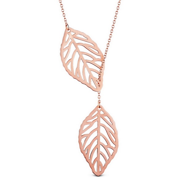 

PandaHall SHEGRACE Fashion Filigree 925 Sterling Silver Pendant Lariat Necklace, with Leaves Pendant, Rose Gold, 15.7 inch(40cm) Sterling...