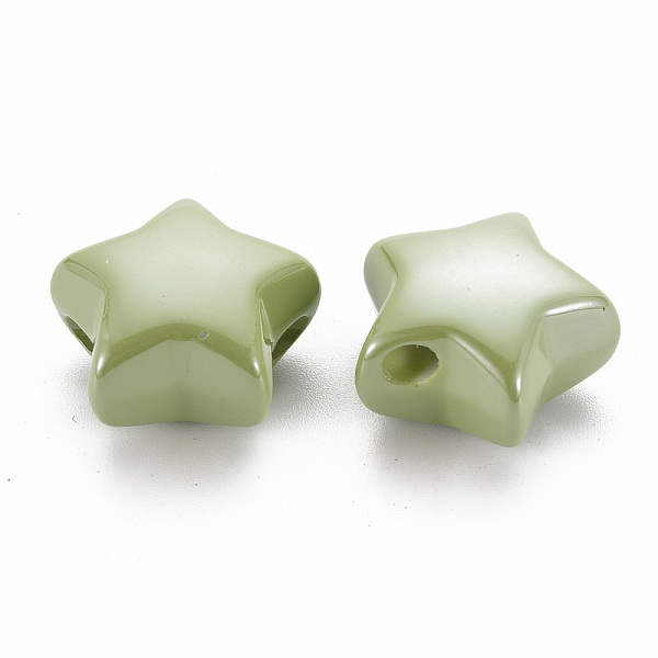 

PandaHall Opaque Acrylic Beads, Pearlized, Star, Olive, 20.5x21x12.5mm, Hole: 3.5mm Acrylic Star Green