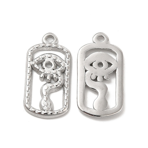 

PandaHall 304 Stainless Steel Pendants, Oval with Eye Charm, Stainless Steel Color, 24x12x1.5mm, Hole: 1.6mm 304 Stainless Steel Oval