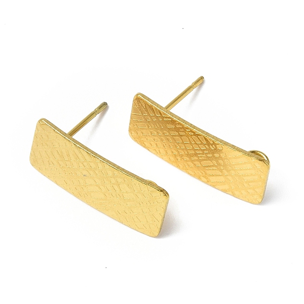 

PandaHall Ion Plating(IP) 304 Stainless Steel Stud Earring Finding, with Vertical Loops, Textured Rectangle, Golden, 20x8mm, Hole: 2.5mm...