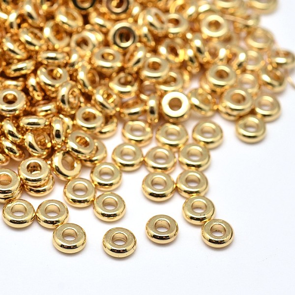 

PandaHall Brass Flat Round Spacer Beads, Golden, 5x2mm, Hole: 2mm Brass Flat Round